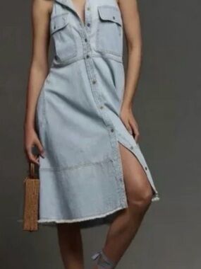 Pilcro light blue denim mini dress with raw hem Size - S - EXCELLENT CONDITION!